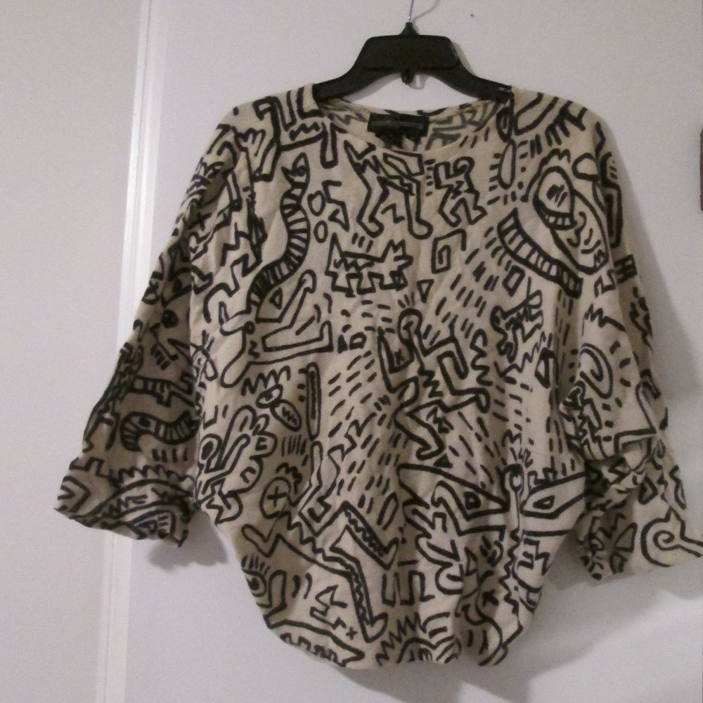 Vintage Spree International Lambs wool Angora Bold Graphic Pullover Sweater Top